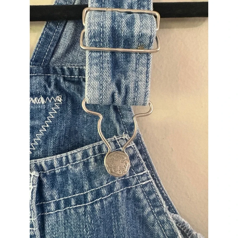 Vintage OshKosh Bgosh Girls Denim Overall Jumper Dress Sunflower Blue Size 6